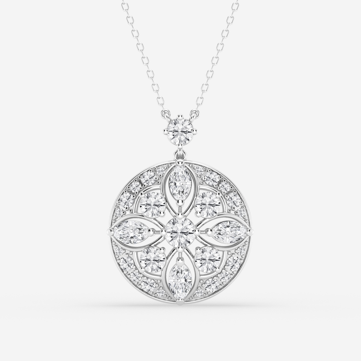 2 ctw Round and Marquise Lab Grown Diamond Vintage Fashion Pendant