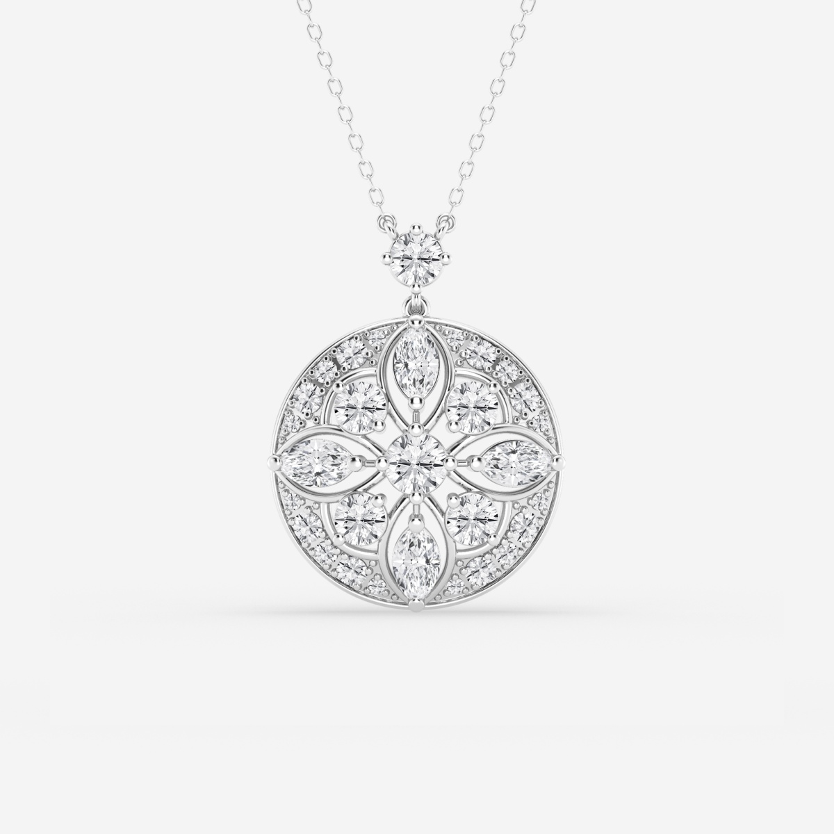 2 ctw Round and Marquise Lab Grown Diamond Vintage Fashion Pendant