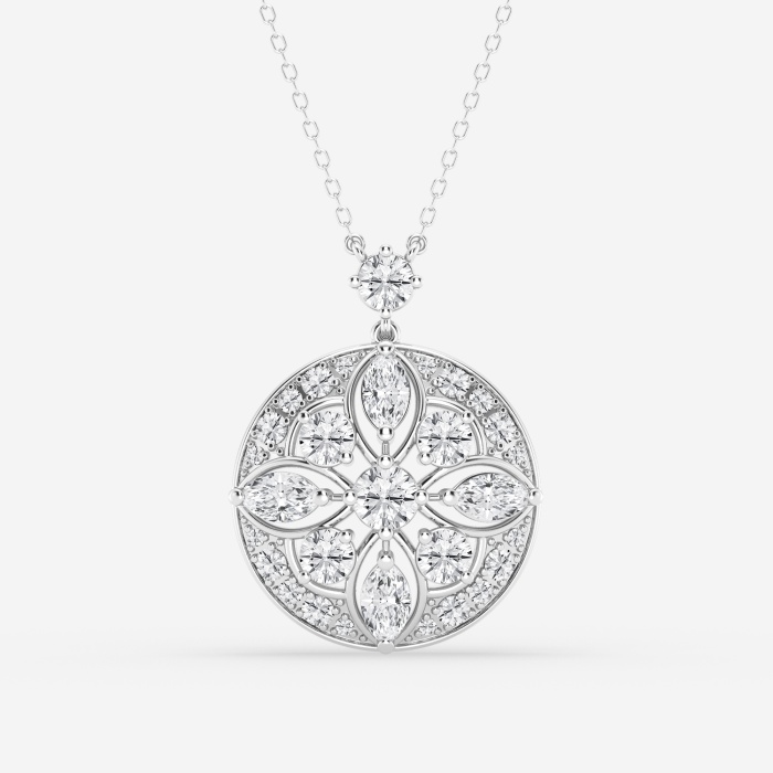 2 ctw Round and Marquise Lab Grown Diamond Vintage Fashion Pendant