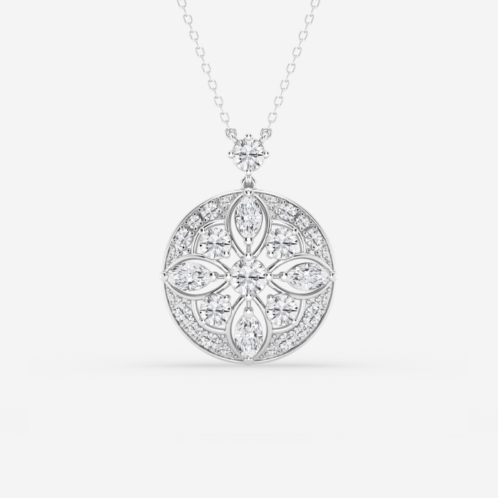 2 ctw Round and Marquise Lab Grown Diamond Vintage Fashion Pendant