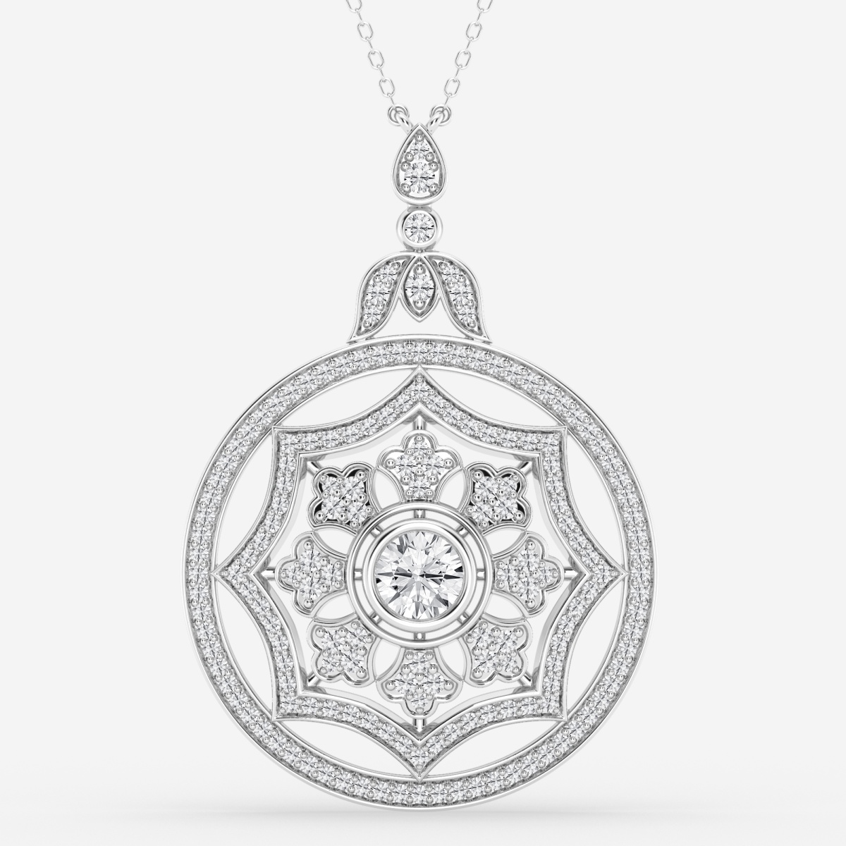 2 ctw Round Lab Grown Diamond Vintage Fashion Pendant