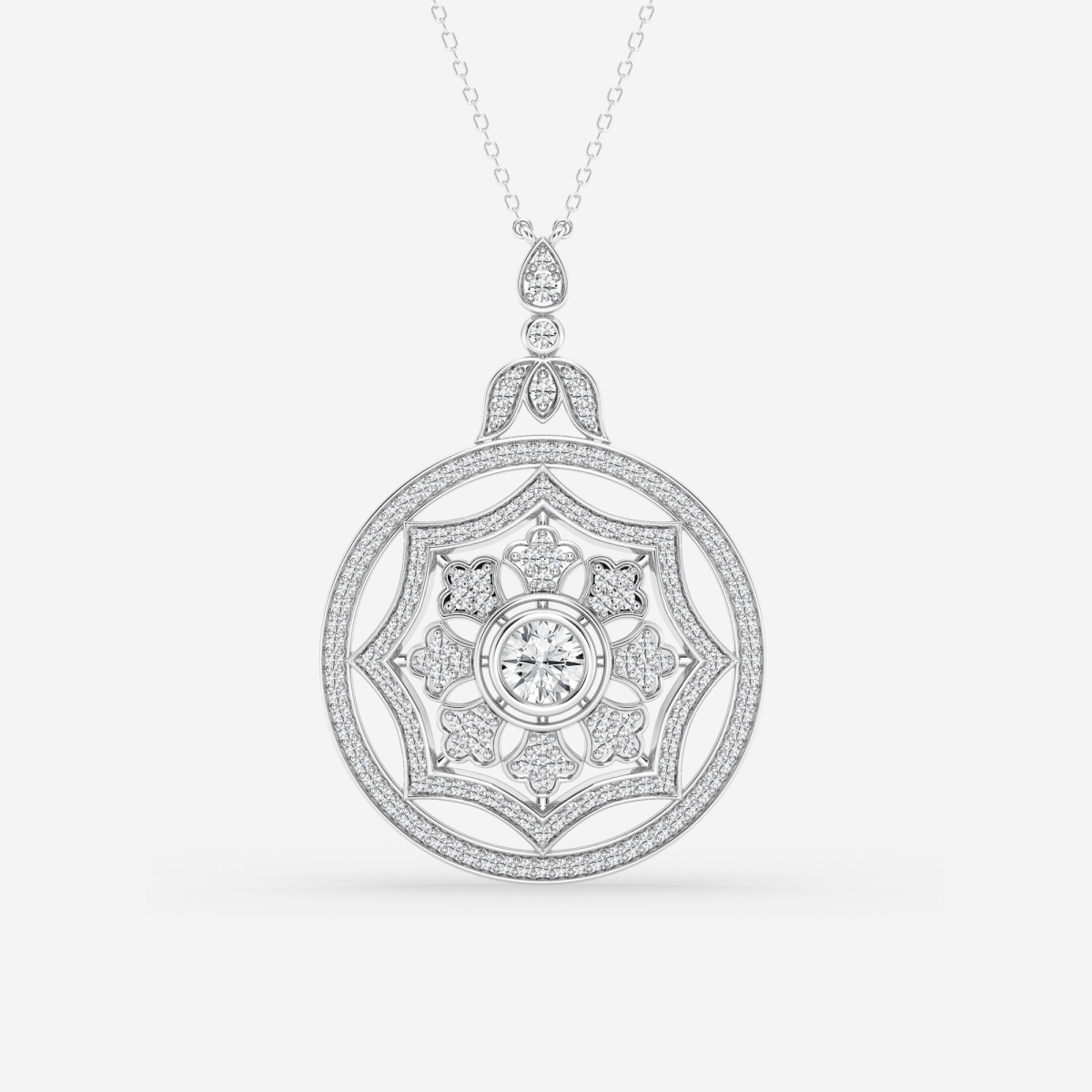 2 ctw Round Lab Grown Diamond Vintage Fashion Pendant