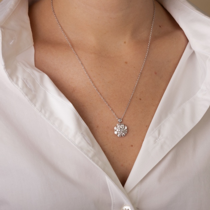1 1/2 ctw Round Lab Grown Diamond Vintage Multidimensional Fashion Pendant