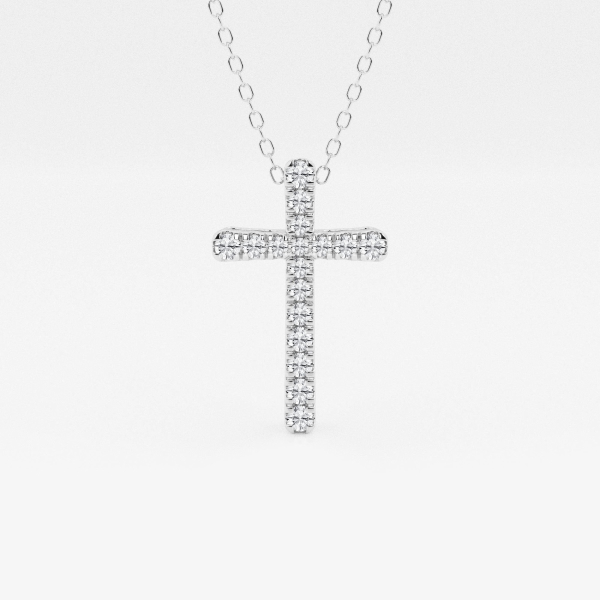 1/4 ctw Round Lab Grown Diamond French Pave Cross Pendant