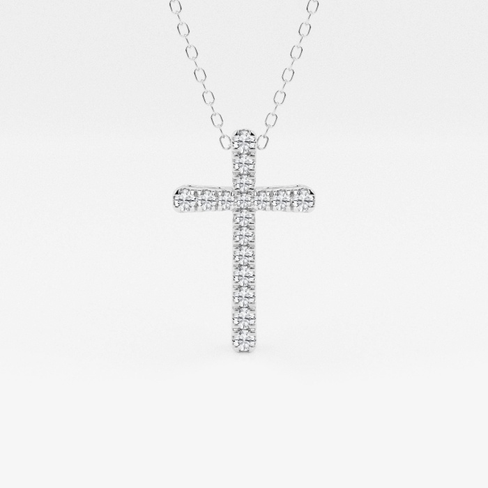 1/4 ctw Round Lab Grown Diamond French Pave Cross Pendant