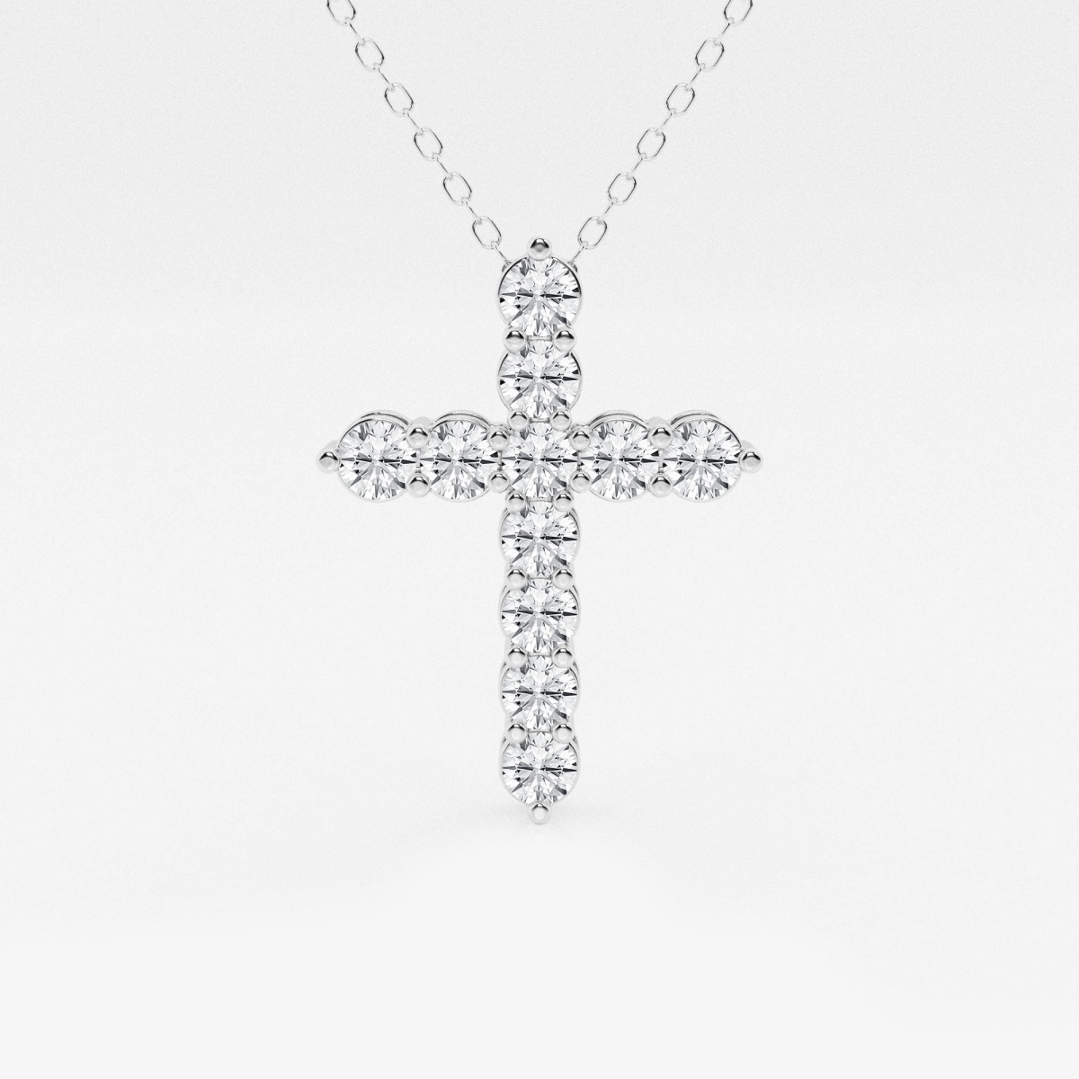 1 ctw Round Lab Grown Diamond Shared Prong Cross Pendant