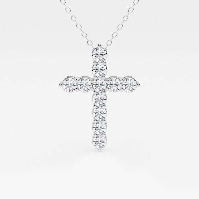 1 ctw Round Lab Grown Diamond Shared Prong Cross Pendant