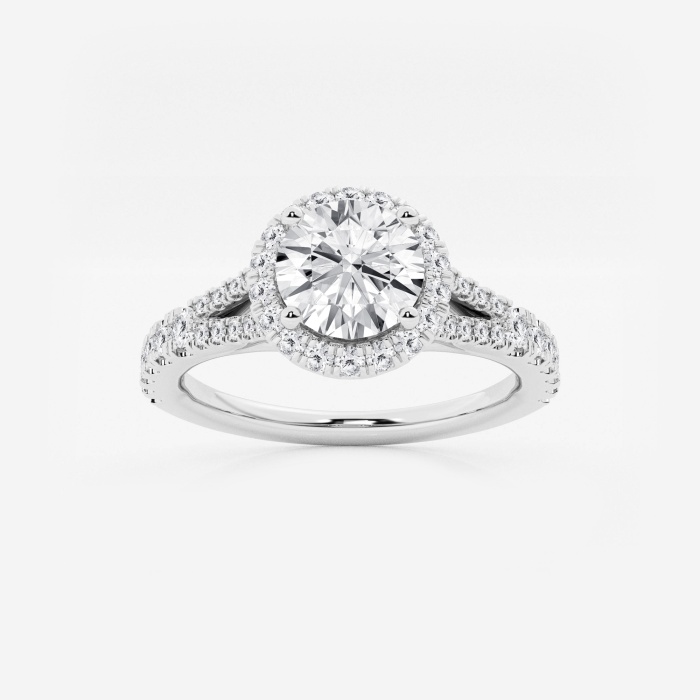 1 1/5 ctw Round Lab Grown Diamond Split Shank Halo Engagement Ring