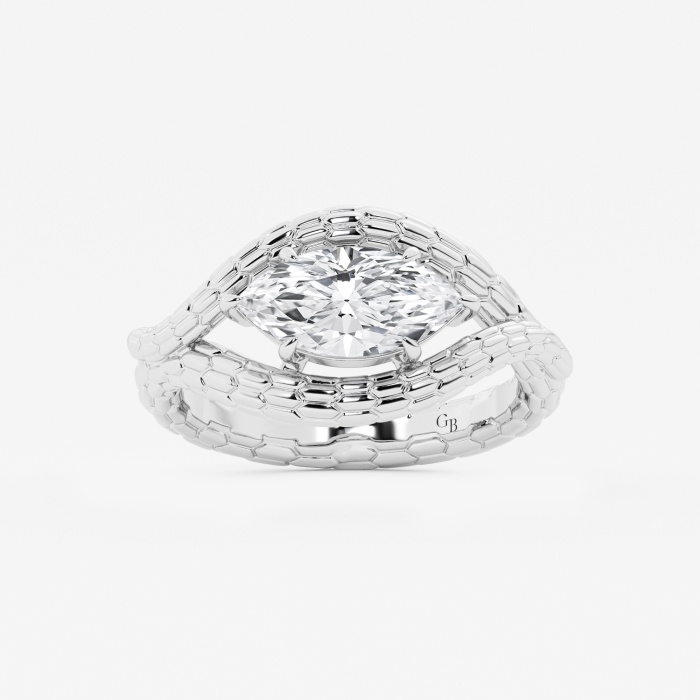 1 1/2 ctw Marquise Lab Grown Diamond Textured Framed Fashion Ring