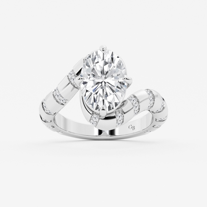 3 1/3 ctw Oval Lab Grown Diamond Curve Bypass Striped Fashion Ring