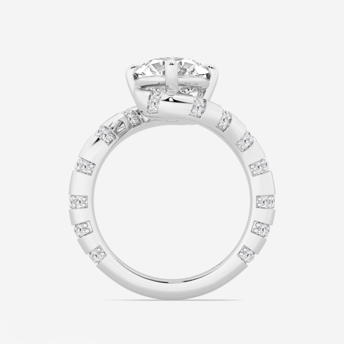3 1/3 ctw Oval Lab Grown Diamond Curve Bypass Striped Fashion Ring