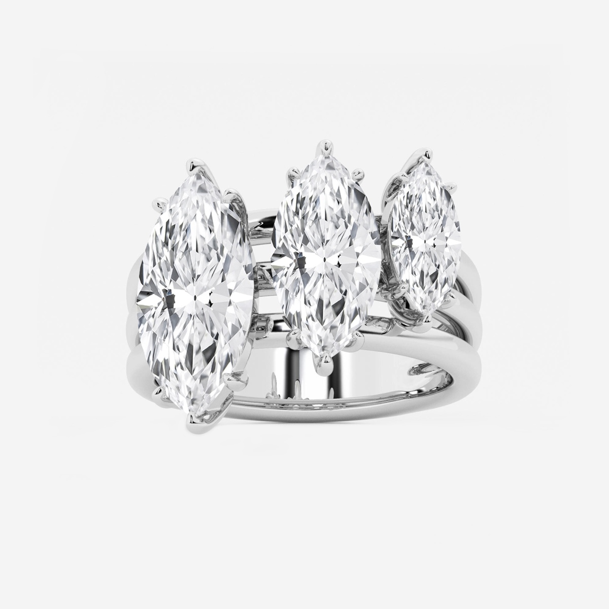 7 1/2 ctw Marquise Lab Grown Diamond Graduated Three Stone Ring