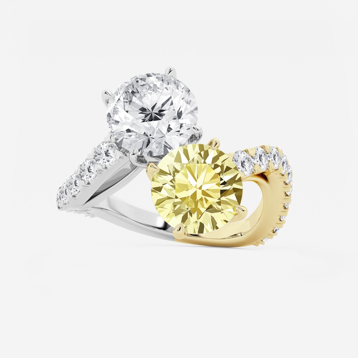 6 3/4 ctw Fancy Yellow Round Lab Grown Diamond Bypass Fashion Ring