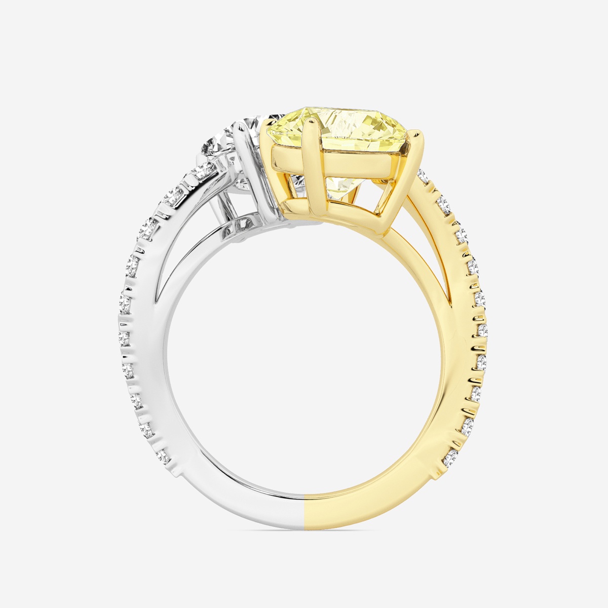 Additional Image 1 for  6 3/4 ctw Fancy Yellow Round Lab Grown Diamond Bypass Fashion Ring