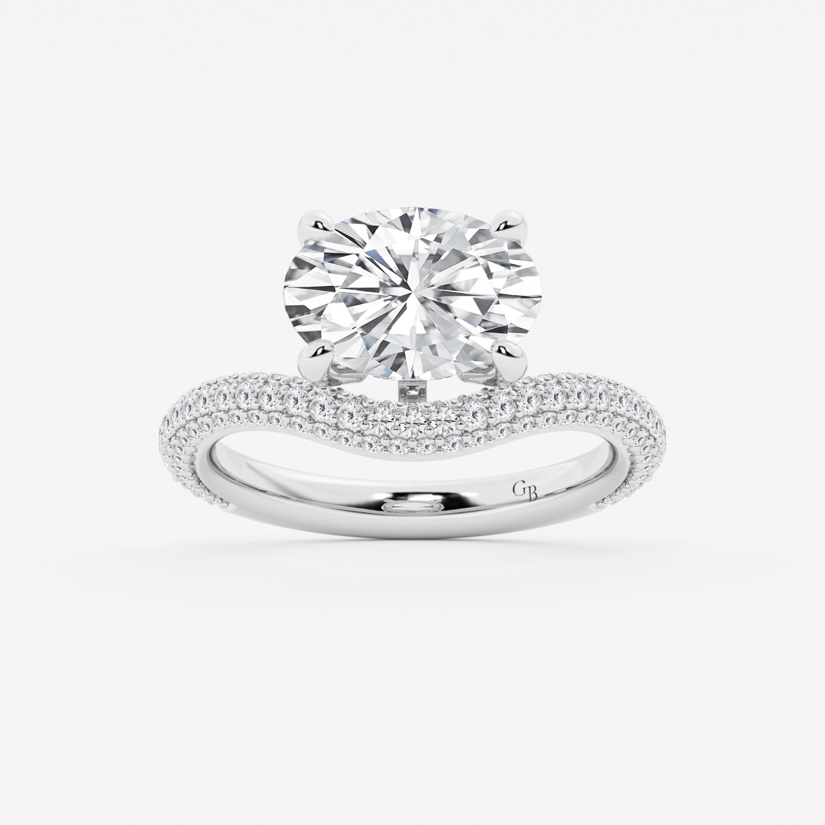 3 3/4 ctw Oval Lab Grown Diamond Curve Pave Fashion Ring