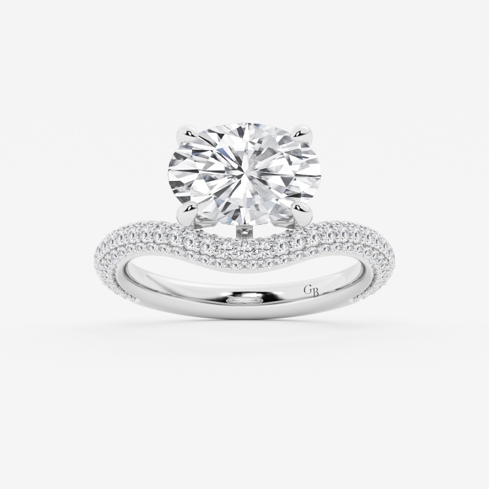3 3/4 ctw Oval Lab Grown Diamond Curve Pave Fashion Ring