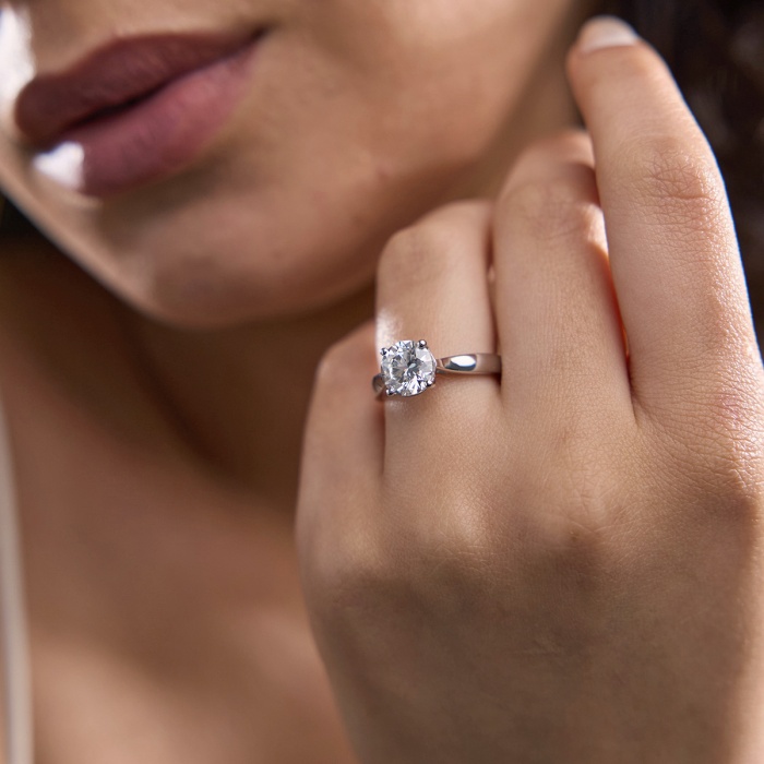 1/2 ctw Round Lab Grown Diamond Trellis Solitaire Engagement Ring