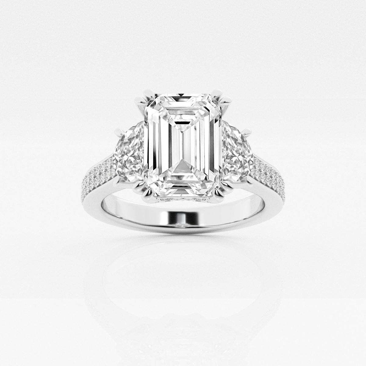4 1/10 ctw Emerald Lab Grown Diamond Engagement Ring