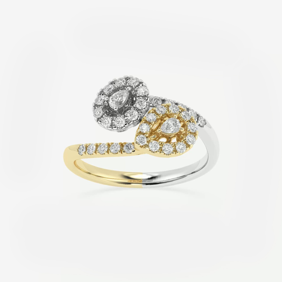 1/3 ctw Round and Pear Lab Grown Diamond Double Halo Fashion Ring