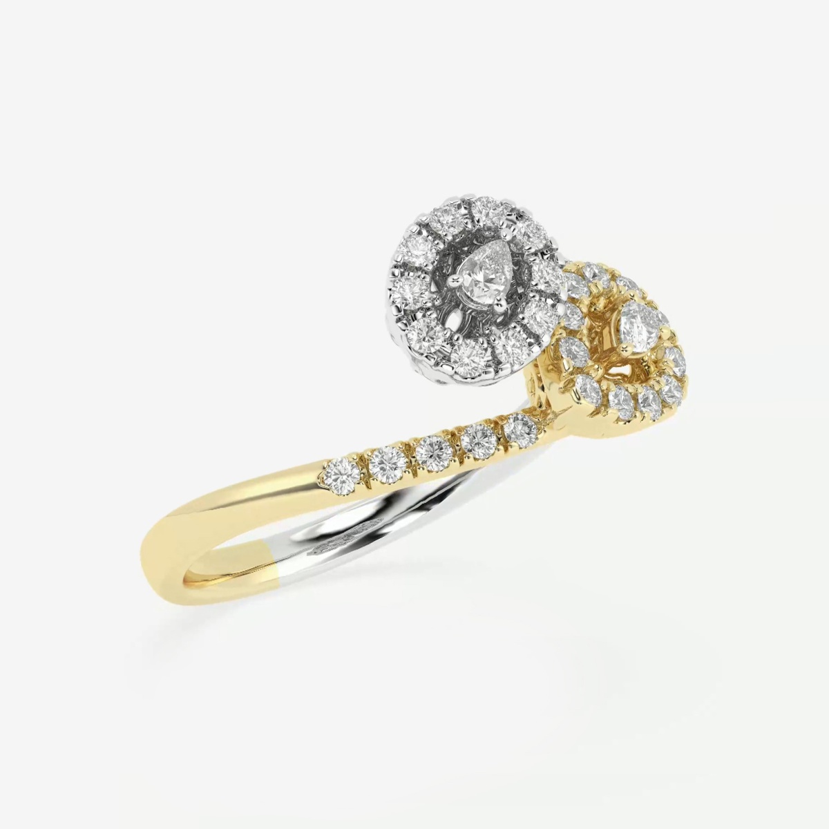 Additional Image 1 for  1/3 ctw Round and Pear Lab Grown Diamond Double Halo Fashion Ring