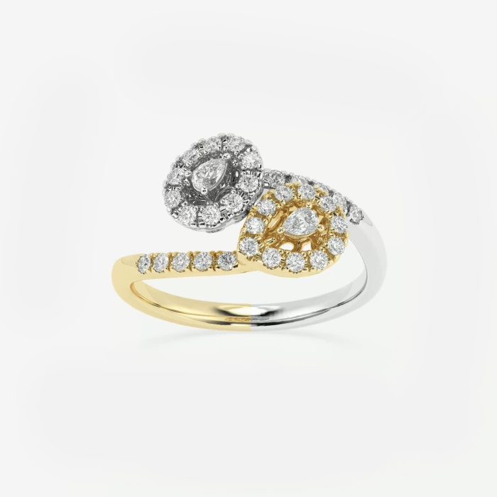 1/3 ctw Round and Pear Lab Grown Diamond Double Halo Fashion Ring
