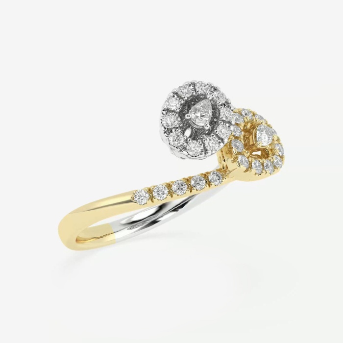 1/3 ctw Round and Pear Lab Grown Diamond Double Halo Fashion Ring