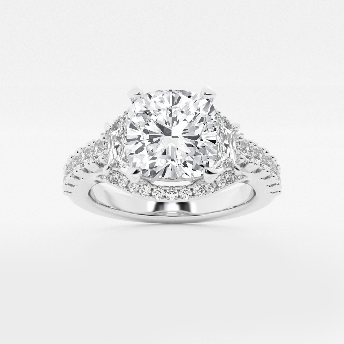 4 1/10 ctw Cushion Lab Grown Diamond Engagement Ring