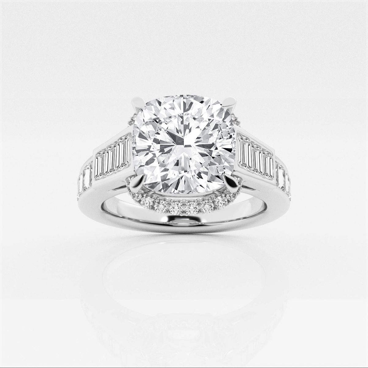 5 1/2 ctw Cushion Lab Grown Diamond Hidden Halo Engagement Ring