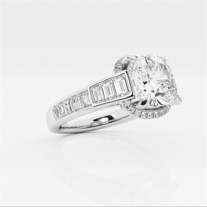 5 1/2 ctw Cushion Lab Grown Diamond Hidden Halo Engagement Ring