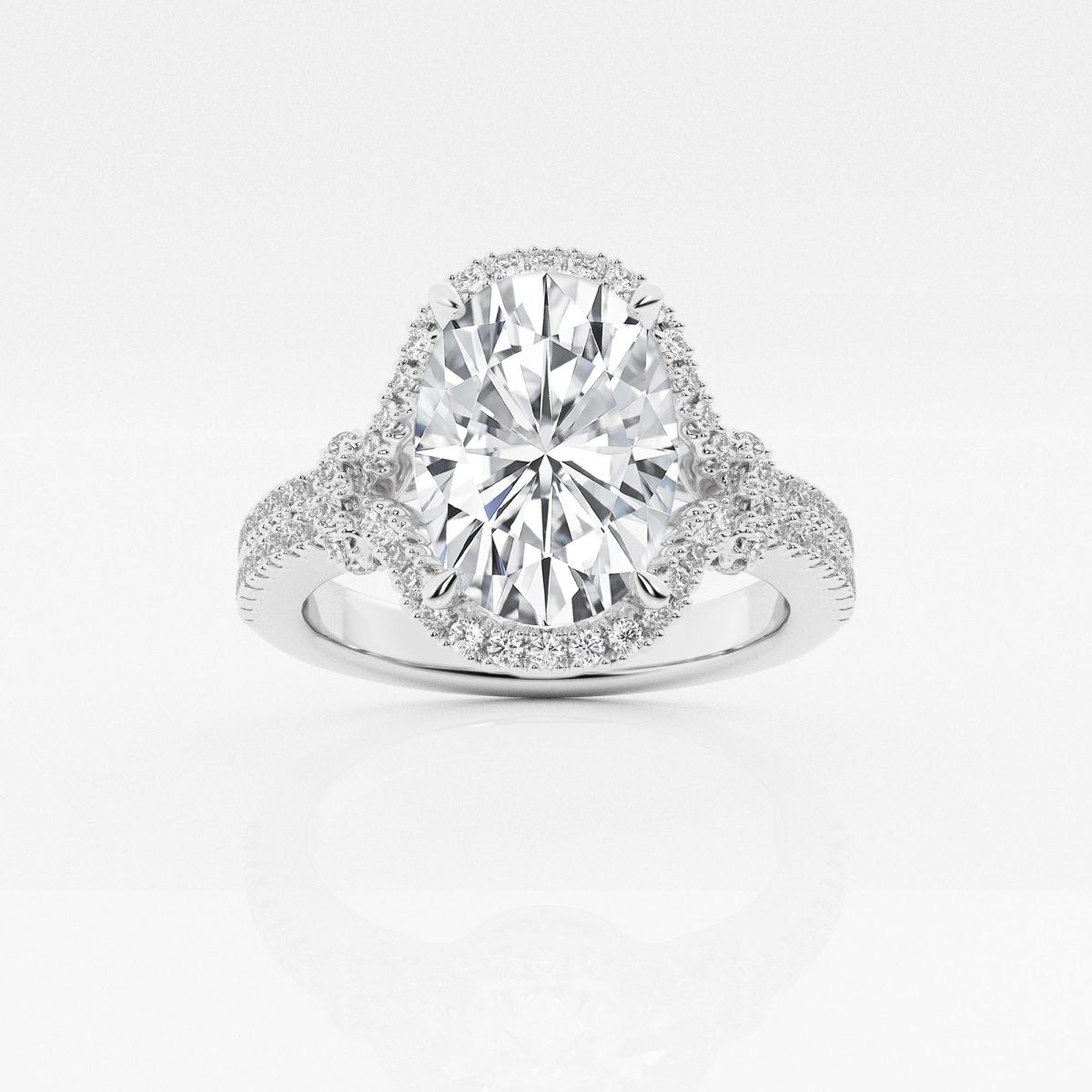 3 2/3 ctw Oval Lab Grown Diamond Double Row Engagement Ring