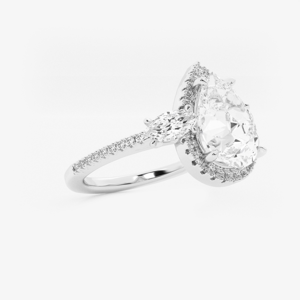 Additional Image 1 for  3 1/6 ctw Pear Lab Grown Diamond Halo Engagement Ring