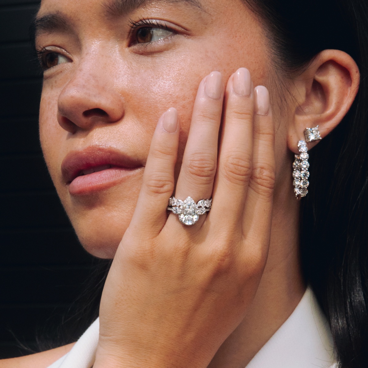 4 7/8 ctw Pear Lab Grown Diamond Halo Engagement Ring