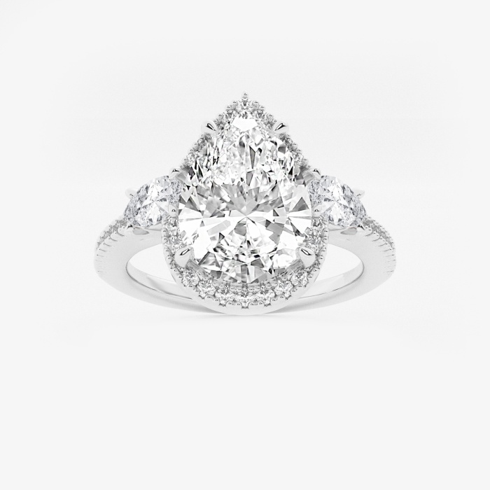 3 1/6 ctw Pear Lab Grown Diamond Halo Engagement Ring