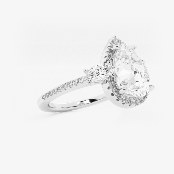 3 1/6 ctw Pear Lab Grown Diamond Halo Engagement Ring
