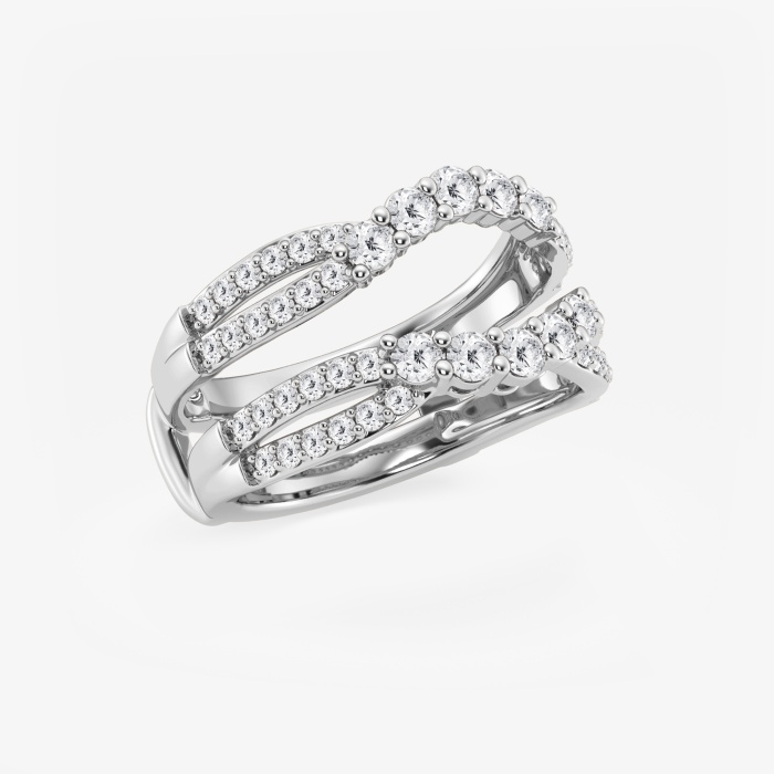 1 ctw Round Lab Grown Diamond Graduated Crossover Ring Enhancer