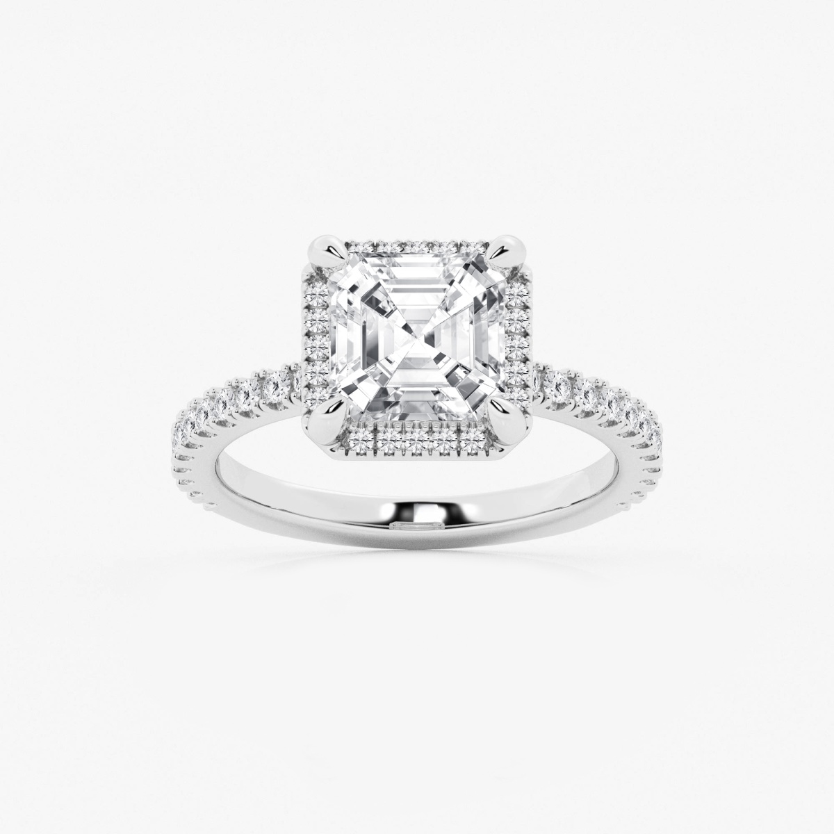 3 1/2 ctw Asscher Lab Grown Diamond Halo Engagement Ring
