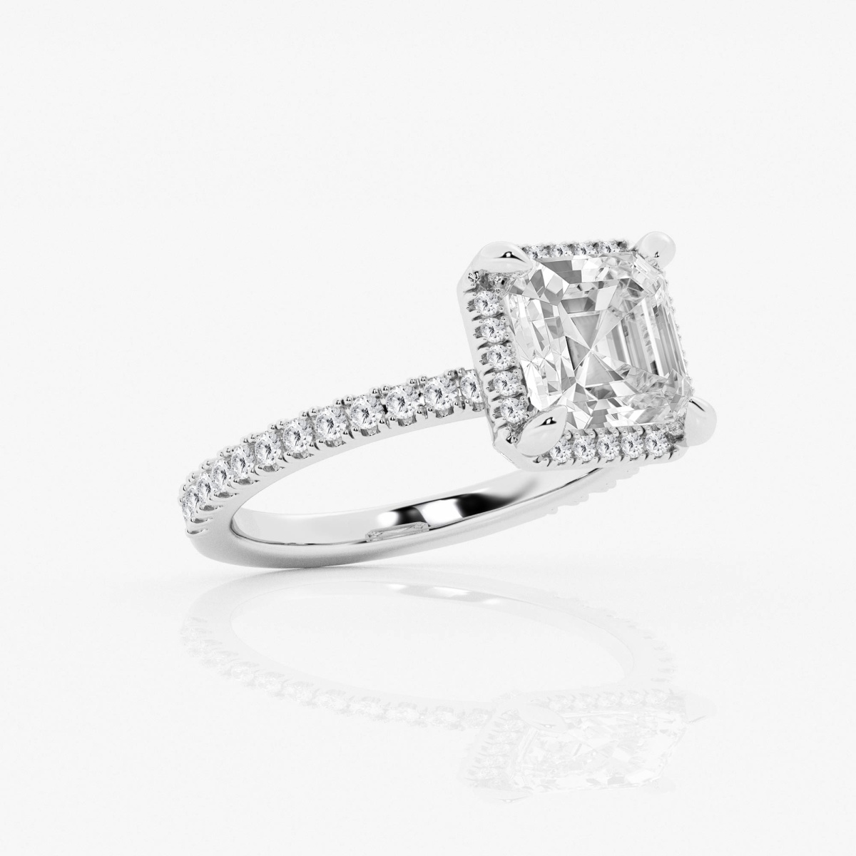 Additional Image 2 for  3 1/2 ctw Asscher Lab Grown Diamond Halo Engagement Ring