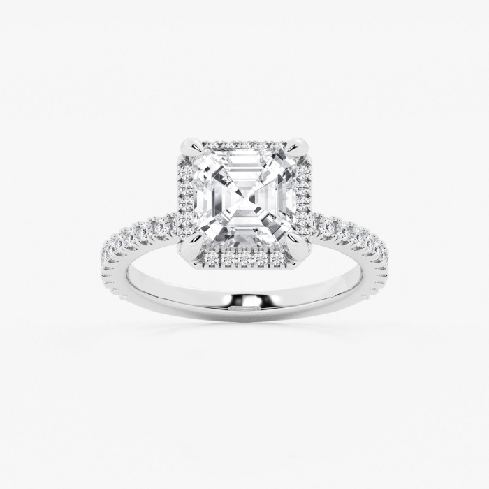 3 1/2 ctw Asscher Lab Grown Diamond Halo Engagement Ring