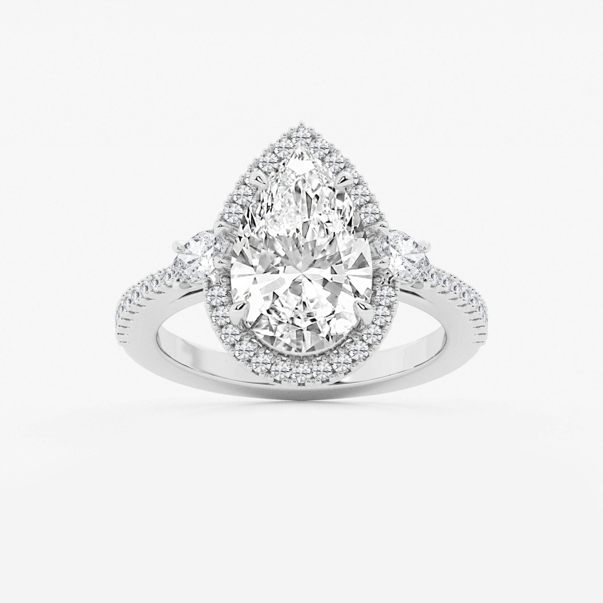 4 7/8 ctw Pear Lab Grown Diamond Halo Engagement Ring