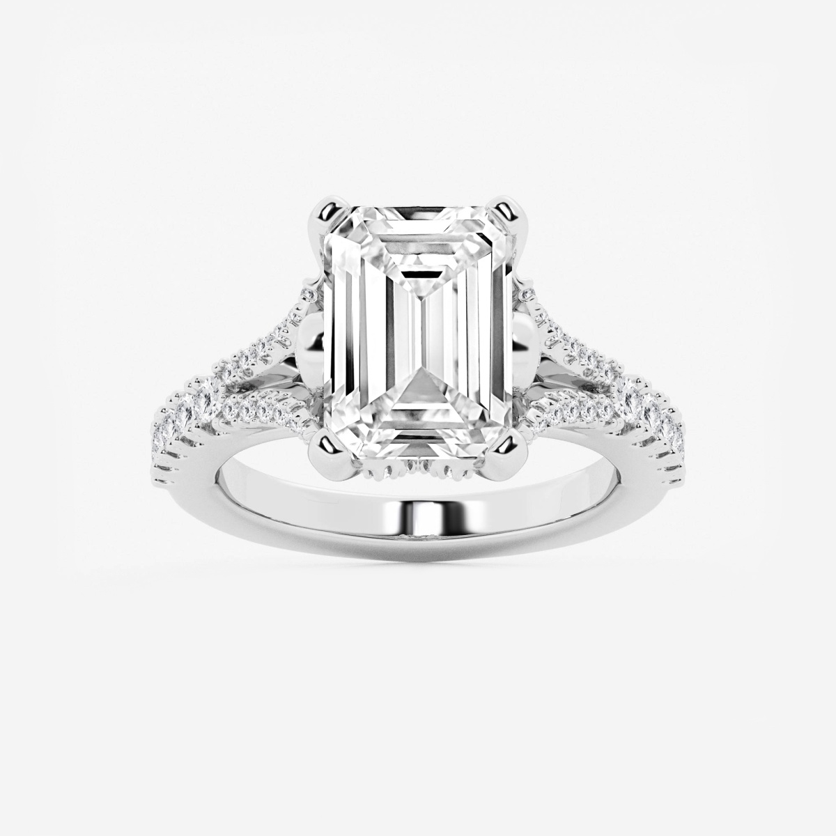 5 2/3 ctw Emerald Lab Grown Diamond Side Stone Engagement Ring