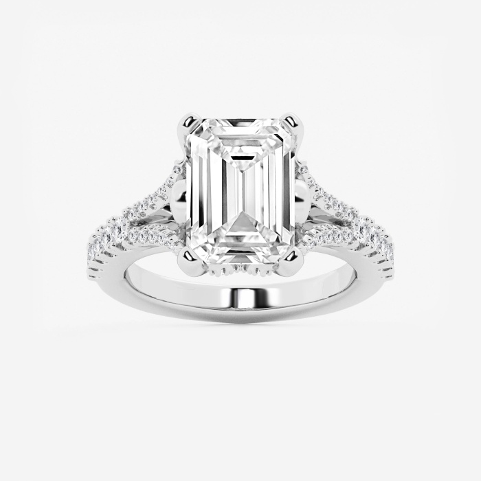 5 2/3 ctw Emerald Lab Grown Diamond Side Stone Engagement Ring