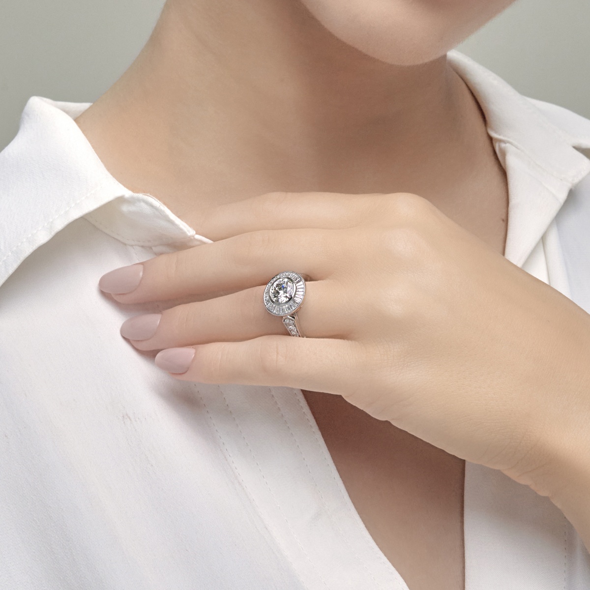 1 3/4 ctw Round Lab Grown Diamond Vintage Inspired Old Mine Cut Engagement Ring