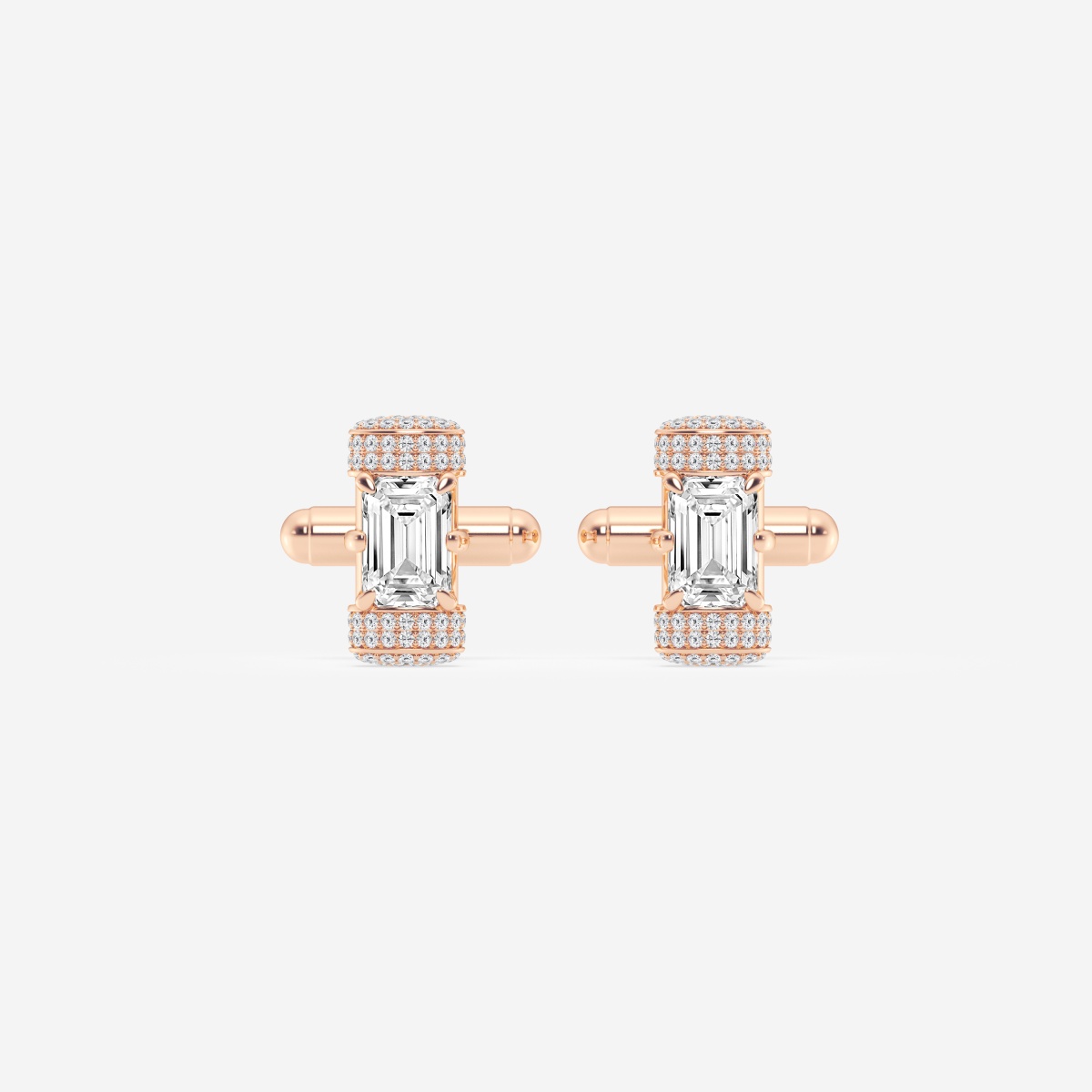 Additional Image 1 for  4 3/4 ctw Emerald Lab Grown Diamond Pave Framed Cufflinks