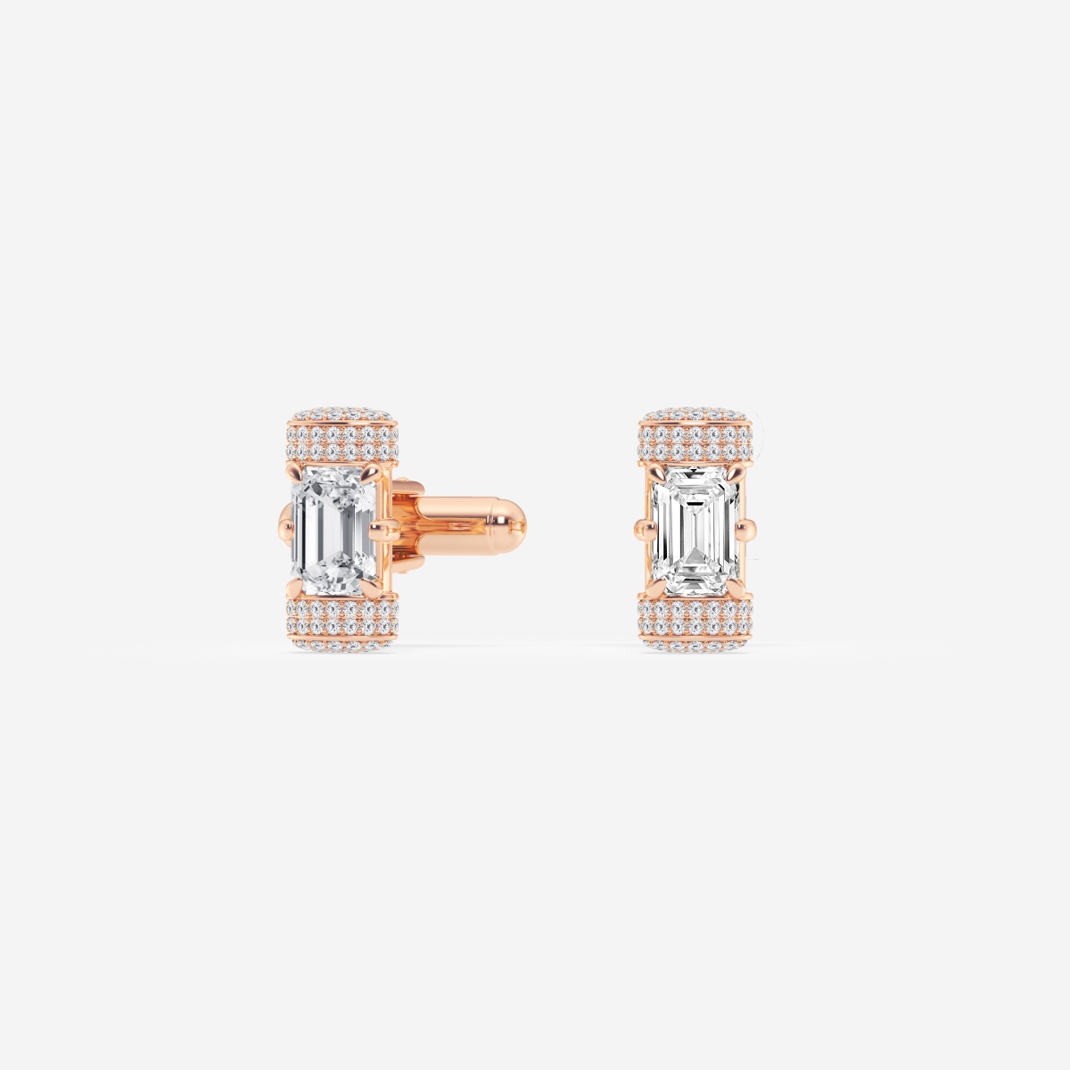 4 3/4 ctw Emerald Lab Grown Diamond Pave Framed Cufflinks