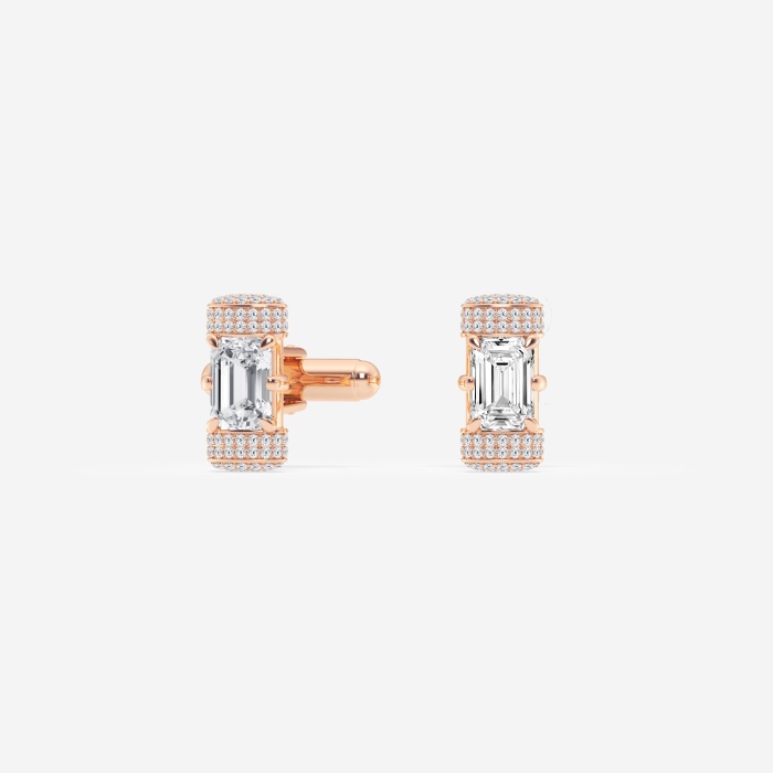 4 3/4 ctw Emerald Lab Grown Diamond Pave Framed Cufflinks