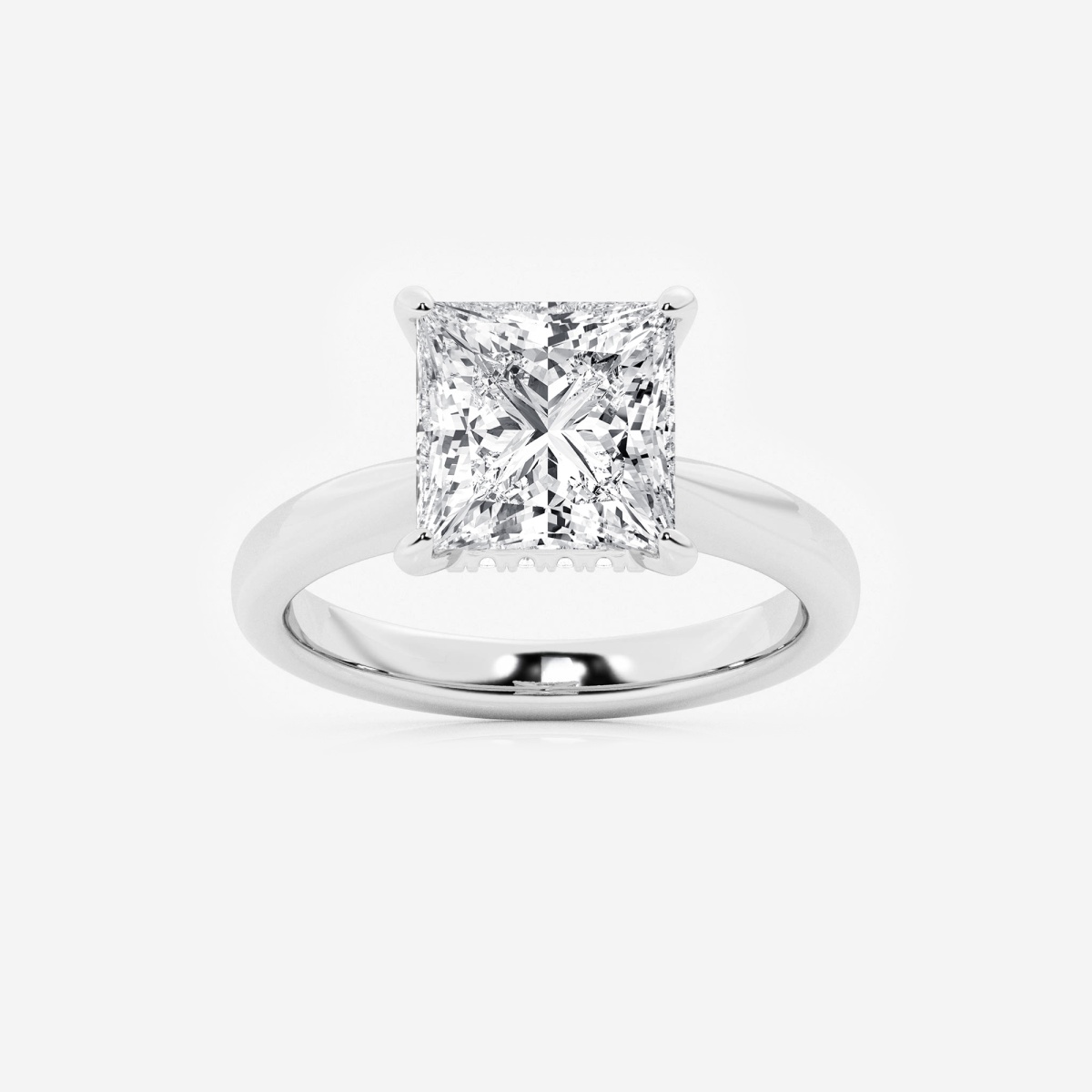 4 ctw Princess Lab Grown Diamond Hidden Halo Engagement Ring