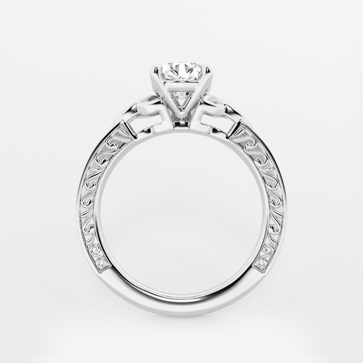 Additional Image 1 for  1 ctw Round Lab Grown Diamond Vintage Inspired Celtic Side Stone Engagement Ring