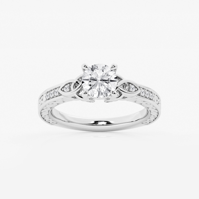 1 ctw Round Lab Grown Diamond Vintage Inspired Celtic Side Stone Engagement Ring