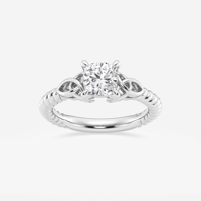 1 ctw Cushion Lab Grown Diamond Celtic Twist Solitaire Engagement Ring
