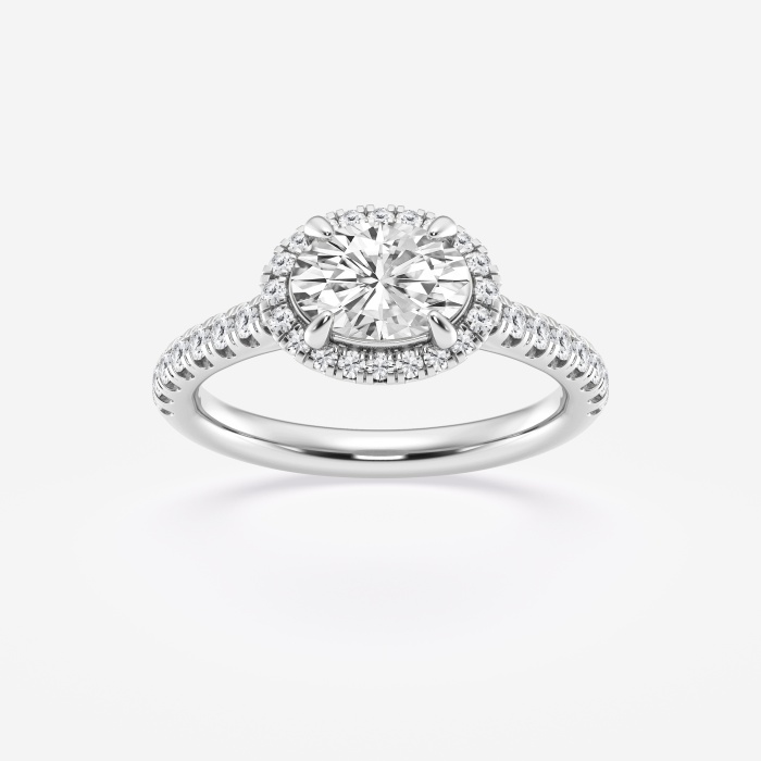 1 2/5 ctw Oval Lab Grown Diamond East-West Halo Engagement Ring